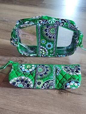 Vera Bradley Green Cupcake Floral Clear Cosmetic Bag  Set